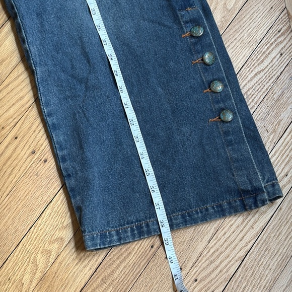 Monthorigin High Rise Wide Leg Jeans Button Front Raw Hem Boho Y2K 28x28 - Picture 7 of 14